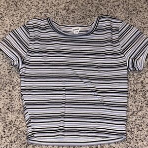 Garage Black and Blue Striped Crop Top